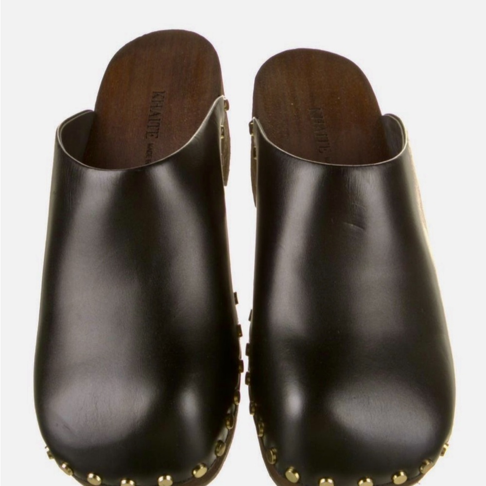 KHAITE ICONIC Black Leather Clogs with Studded Details PRISTINE INE BOX 37